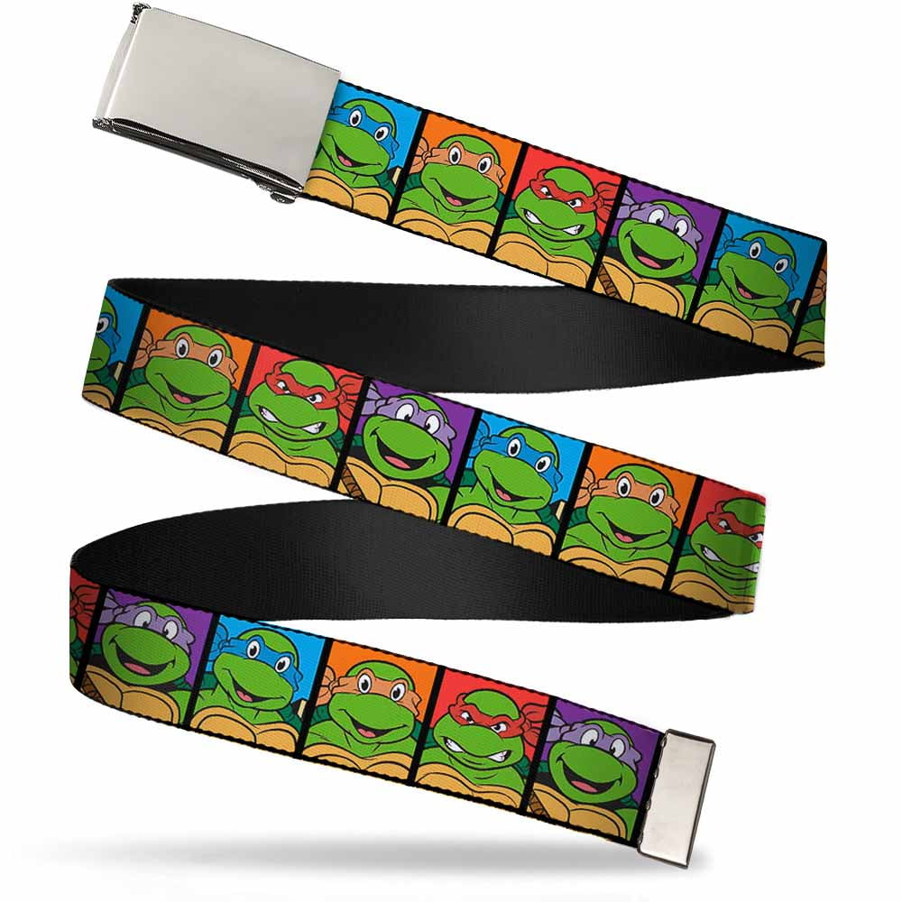 Nickelodeon Belt, Flip Web Belt Ninja Turtles Face Blocks Black Multi ...