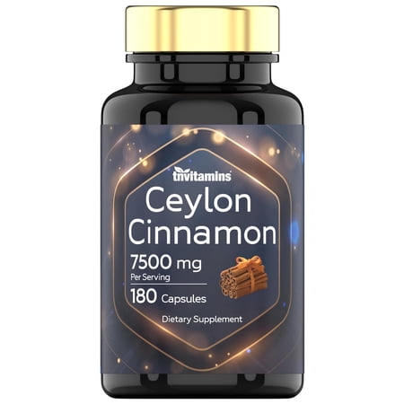 TNvitamins Ceylon Cinnamon Capsules 7500mg Per Serving Dietary Supplements for Men & Women, 180 Count