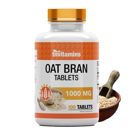 TNVitamins Oat Bran Fiber Tablets 1000mg Digestive Health Supplement Tablets with Beta Glucan Soluble Nutrient for Heart Support Wellness, 100 Count