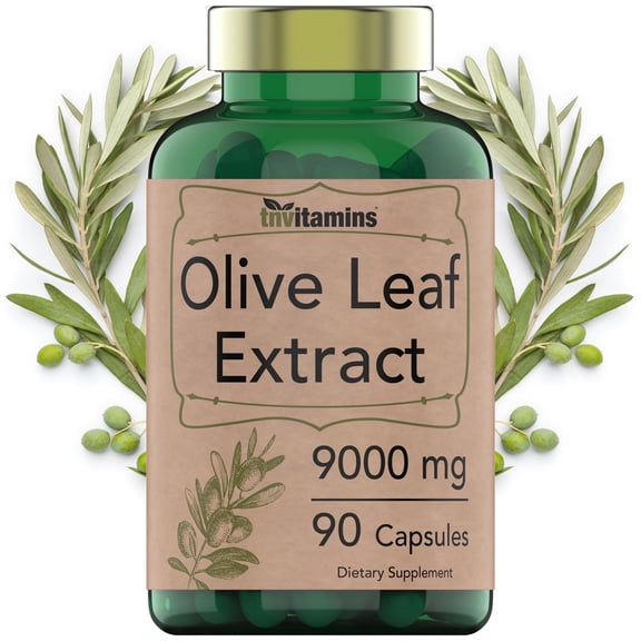 tnvitamins Olive Leaf Extract Capsules 9000 MG (90 Capsules) | Standardized to Contain 150 mg Oleuropein | Antioxidant with Polyphenols | Non-GMO. Produced & Lab-Tested in The USA