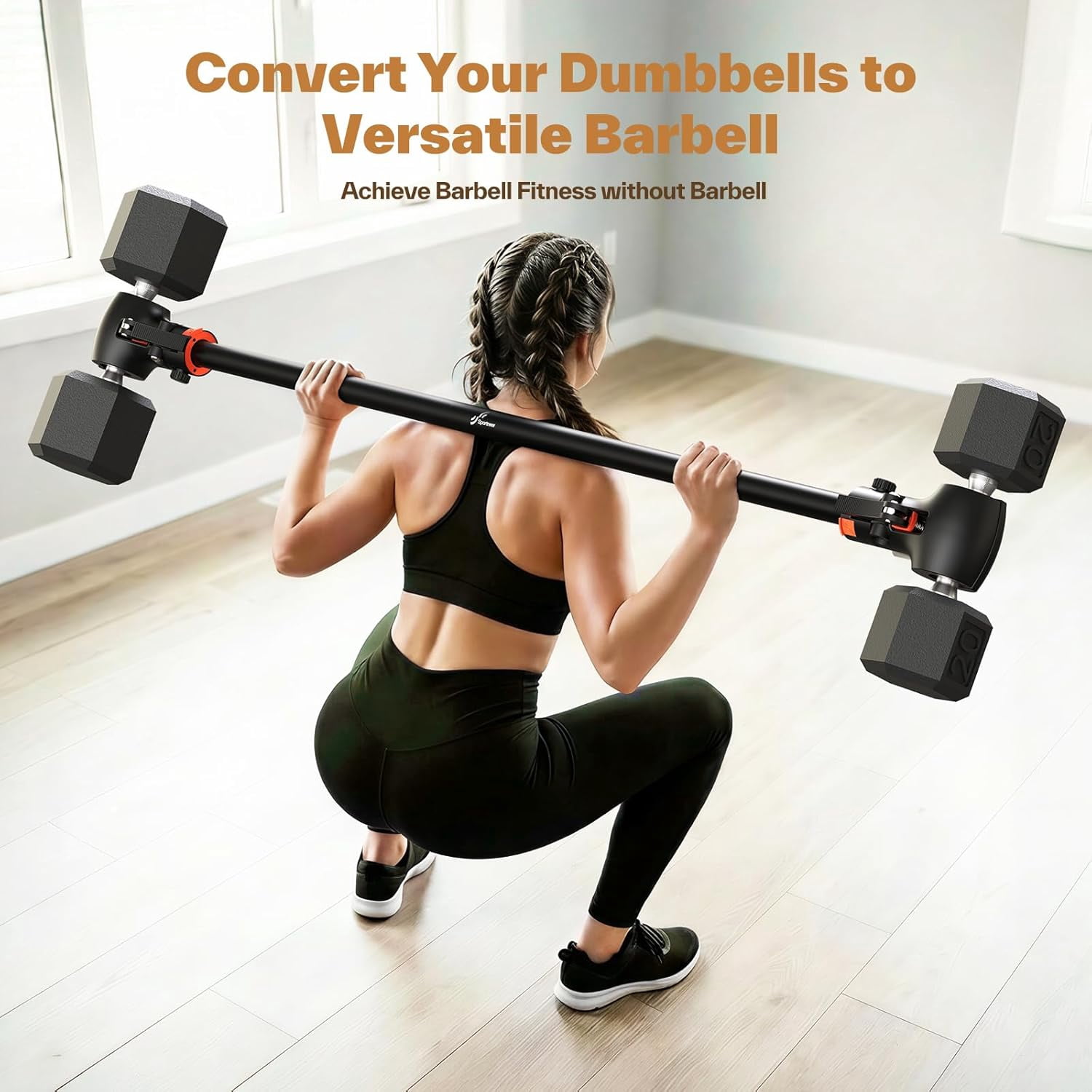 to Barbell Converter Bar — Heavy-Duty, Adjustable Fit, Tool- Setup,  to 200 lb Capacity