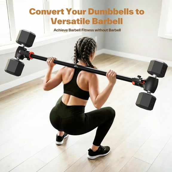 to Barbell Converter Bar Heavy-Duty, Adjustable Fit, Tool- Setup, to 200 lb Capacity