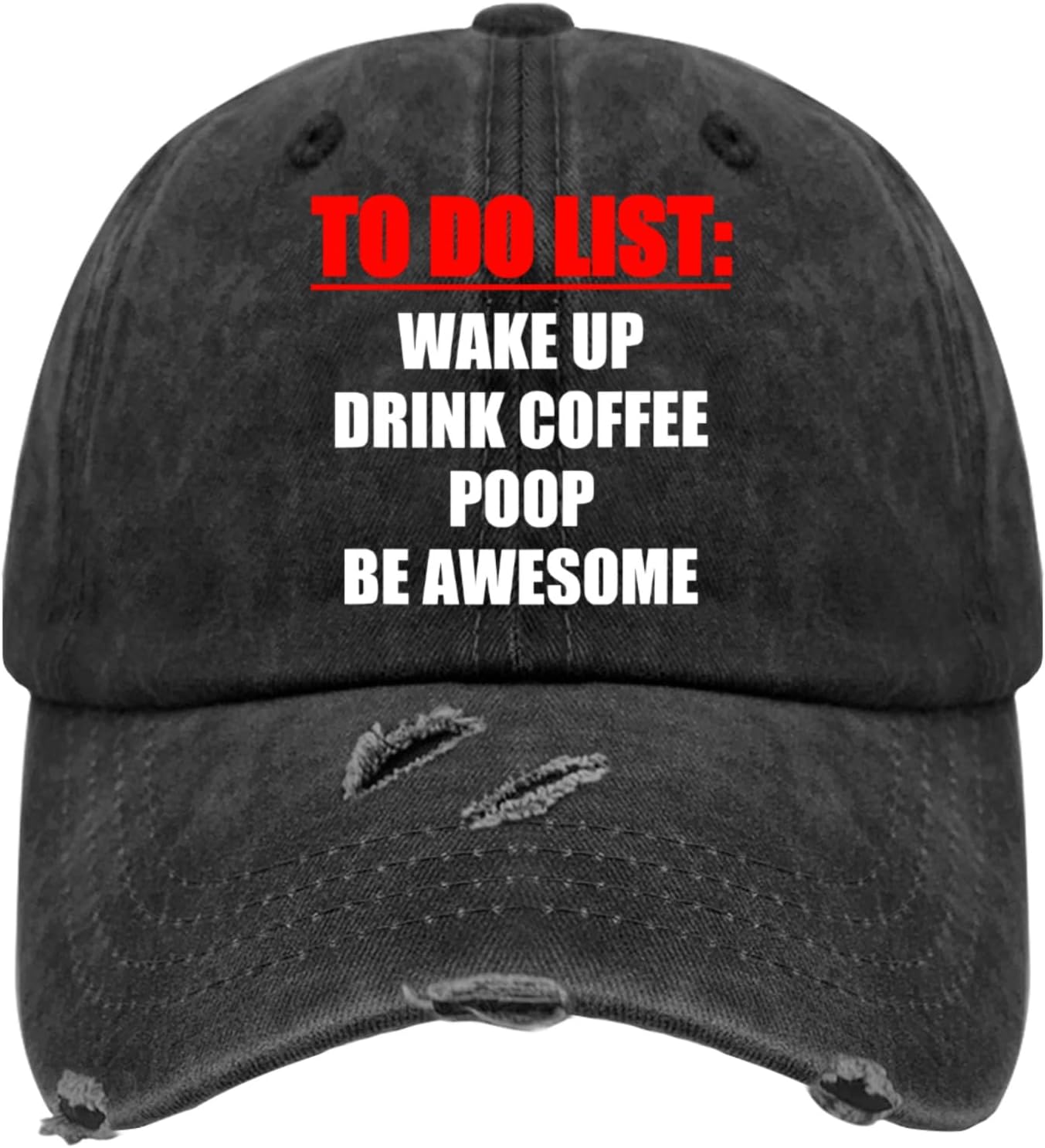 to Do List Wake Up Drink Coffee Poop Be Awesome Hat for Mens Washed