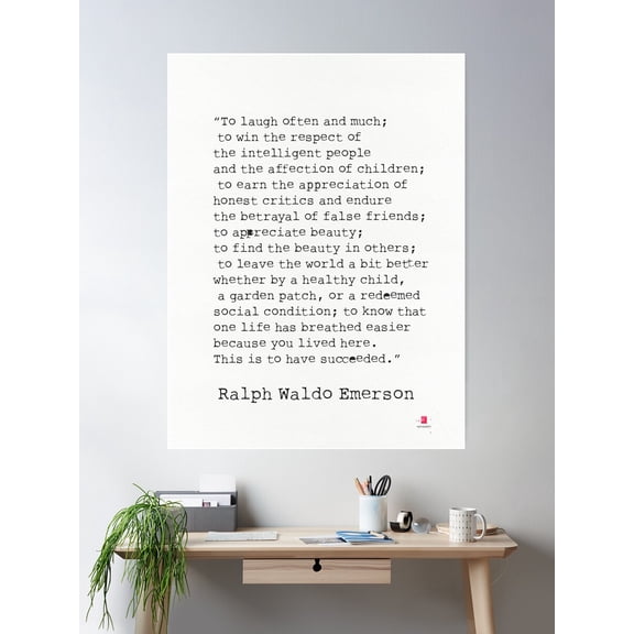 €Œto Laugh Often And Much;" Ralph Waldo Emerson Quote Poster Wall Art, Modern Wall Decor For Living Room Bedroom, 16x24 UNFRAMED