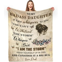 to My Badass Daughter Blanket from Dad - to My Daughter from Dad Gifts for Daughter Blanket, Badass Daughter Blanket Gift from Dad and Mom, 50" x 60"