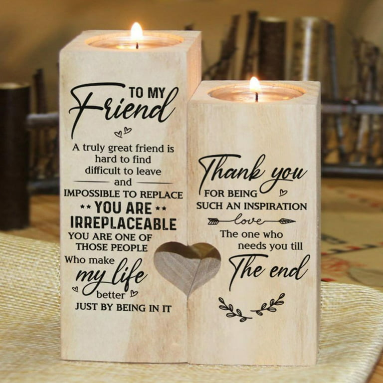 to My Bestie Candle Holder, Birthday Gifts for Friends Female Unbiological Sister Candle Friendship Candle Personalized Custom Woo