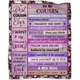thumbnail image 1 of to My Cousin Birthday Gifts Cousin Throw Blanket Cousin Gifts for Women from Cousins Soft Blanket Christmas Thanksgiving New Year 50"x60"(Purple), 1 of 6