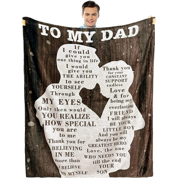 to My Dad Blanket for Dad Birthday Present for Daddy Husband Men Healing Throw from Son Printed Snuggle Living Room Decor 60"x80"