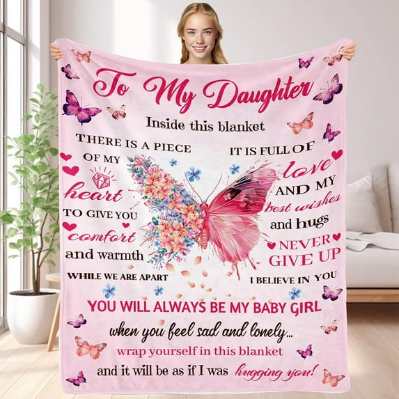 to My Daughter Blanket, Daughter Gifts, Graduation Gifts for Daughter, Daughter Gifts for Graduation Christmas Birthday Blanket 60"X80"