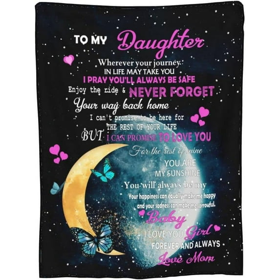 to My Daughter Blankets from Mom, Daughter Gifts Letter Printed Throw Fleece Blankets, Birthday Gifts Thanksgiving Day Holiday Blanket 50 x60 inchs