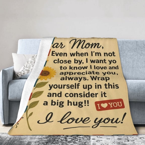 to My Mom Air Mail Throw Blanket, Personalized Mother Letter Blanket, Mom Gift from Daughter Son, Mothers Day, Birthday Gifts for Mum 50x40