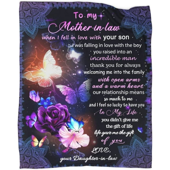 to My Mother in Law Blanket, Mother day Gift Quilt for Mom Blankets Gratitude Flannel Blanket Birthday Women's Day, 50x60in Fleece Blanket
