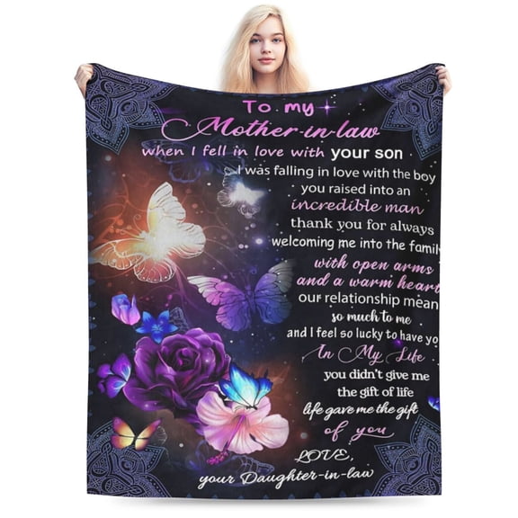 to My Mother in Law Blanket Quilt for Mom Throw Mothers Day Gratitude Flannel Blanket 50x40