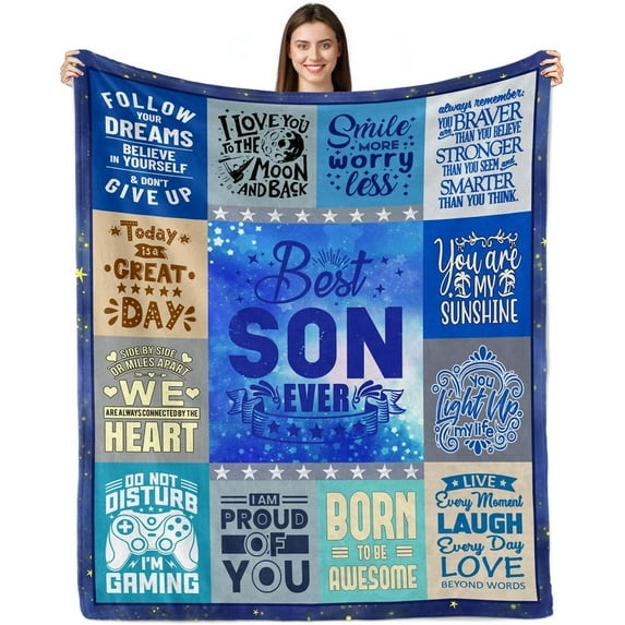 to My Son Blanket from Mom, Son Gifts from Dad, Birthday Gifts for Son from Mom, Son Gift Ideas for Graduation for Son Flannel Throw Blanket 60"x50"