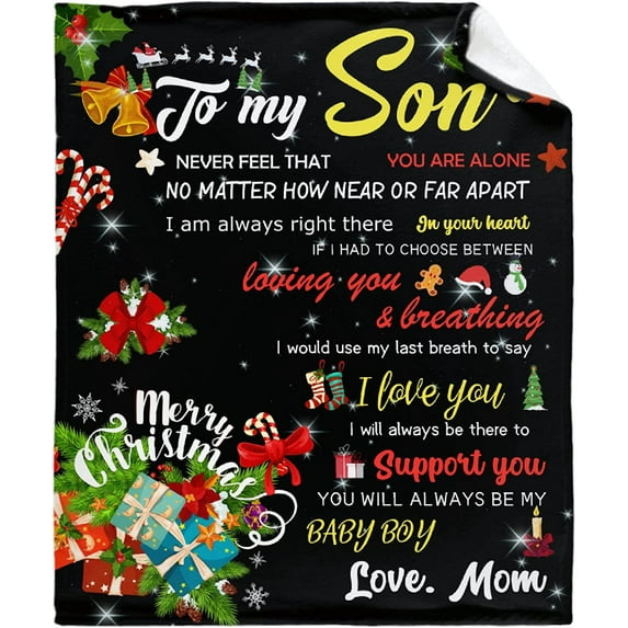 to My Son Merry Christmas Blanket,Red Throw Blanket for Couch,Weighted Soft Fleece Blanket,Christmas Decorations Pets (40"X30")