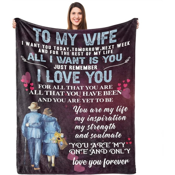 to My Wife Throw Blanket Gifts, Wife Birthday Gift Ideas, Wedding Anniversary Romantic Gifts for Her, Wife Throw Blanket from Husband 55"x70"