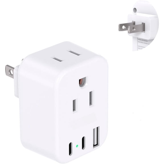 to Plug Adapter, Power Travel Adpter with 2 Outlets 3 USB Ports(2 USB C), Type A Plug Adapter for Amercian to Mexico Philippines Peru