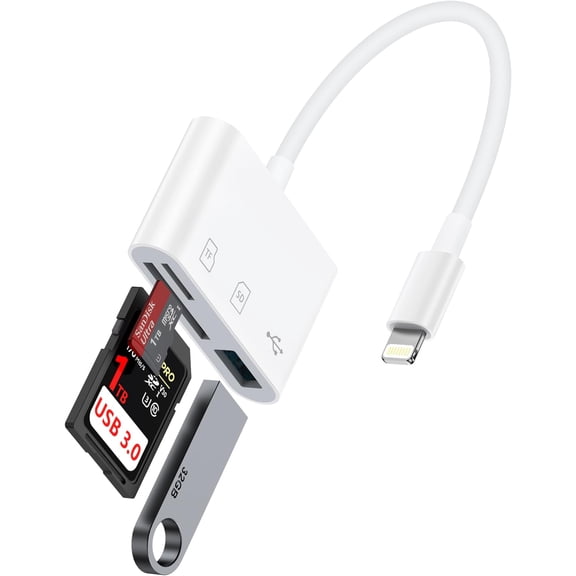 to SD Card Reader for  14  /14/13Pro/12/11//8,  SD Memory Card Reader with  Camera  Plug and Play Digital Trail Camera  Viewer with SD/TF Card Reader