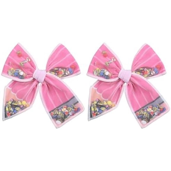 to School Hair Bow Clips,2Pcs 4.3" Hot Glitter Pencil Mesh Tulle Ribbon Bow Barrettes of School Uniform Decor Accessories for Teen Girls Student