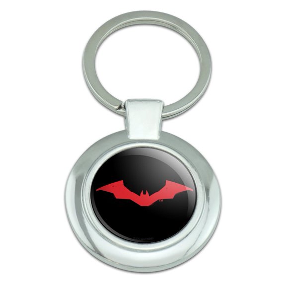 to The Batman Keychain Classy Round Chrome Plated Metal