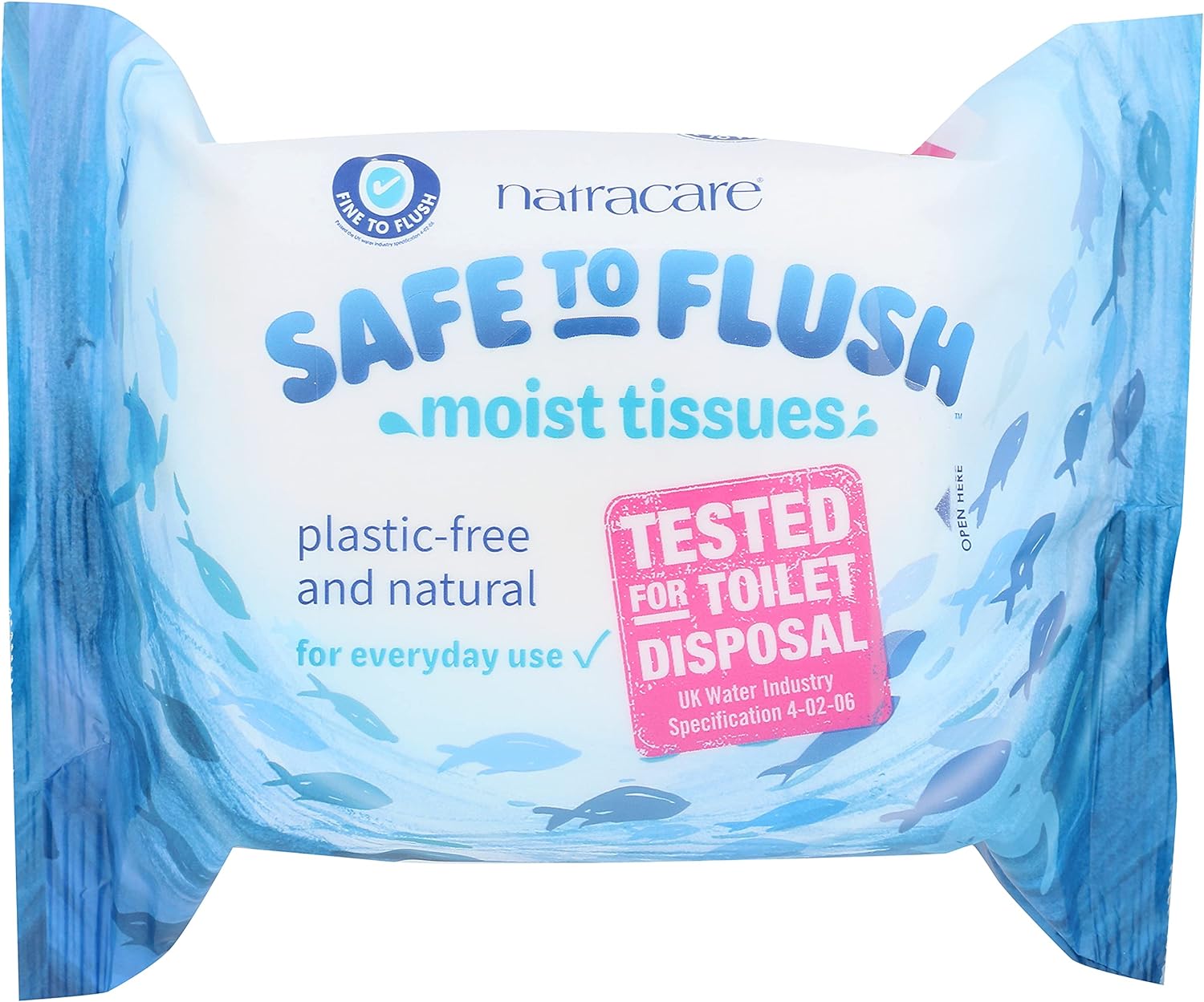 to flush moist tissues, made of 100 paper and an organic and natural