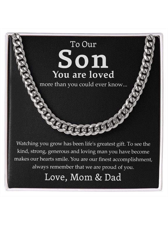 to our son from mon and dad, White Cuban Link Necklace