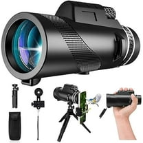12X50 HD Monocular Telescope, Monoculars for Adults High Powered with Smartphone Holder & Tripod, BAK-4 Prism and Compact Monocular for Bird Watching, Hiking, Camping, Travel (Black)