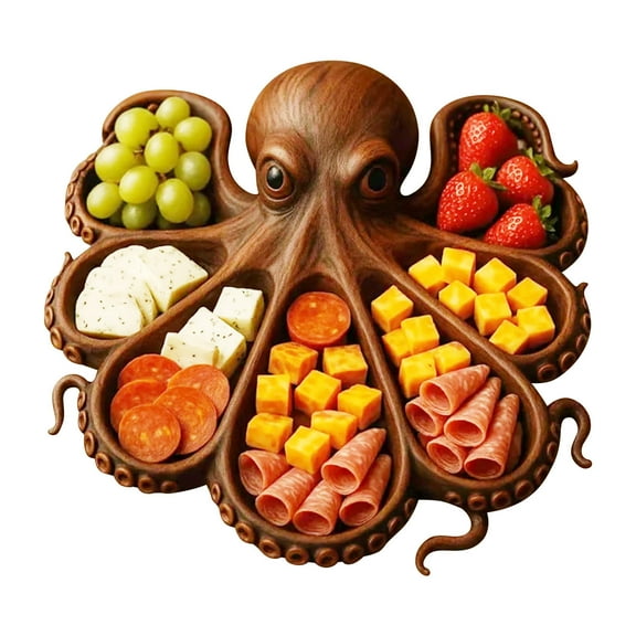 Octopus Charcuterie Platter, Nautical Serving Tray for Cheese, Meats & Fruit – Ocean Theme Party Board – Unique Gift for Seafood Lovers & Entertainers (Style-B)
