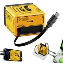 2-in-1 GaN Fast Charger 120w, 2025 Upgraded Retractable Scalable Super Fast Charger Module, Multi-Functional Foldable Charging Adapter Wall Plug for Phone, Tablet, Laptops (Yellow)