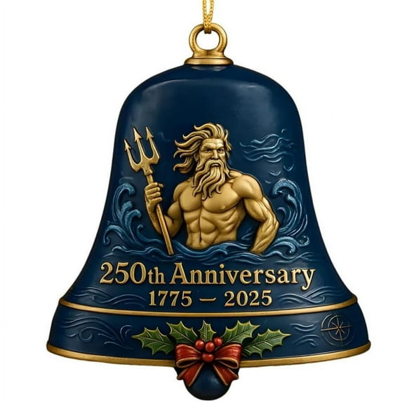 1776-2026 United States 250th Anniversary Bell Ornament, Handmade Metal Christmas Bell Ornament for Tree or Garden with Commemorative Detailing for Collectors and Patriotic (Blue)