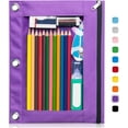 thumbnail image 1 of under 20 Pencil Pouch for 3 Ring Binder, Bulk 5 Pack 3-Holes Zipper Pencil Pouches in Assorted Colors, Sturdy and Durable Cloth Pencil Case with Clear Window for Office Supplies, 1 of 7