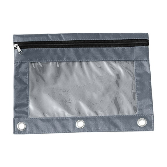 under 20 pencil pouch for 3 ring binder, clear pencil pouch with zipper, 3 Ring Binder Pencil Pouch, Clear Window Pencil Case, Dark Grey, Pack of 1