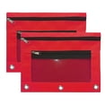 thumbnail image 1 of 3-Ring Pencil Pouch, 2 Pack Red Bulk Pencil Case, Pencil Bags with Zipper for Office Supplies Cosmetics, with Zipper & Reinforced Grommets Fabric Large Pencil Case for 3 Hole Binder, 1 of 7