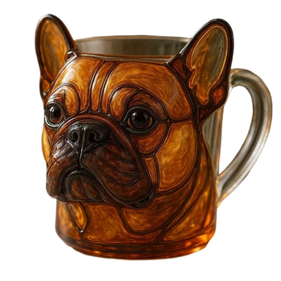 Dog Face Corgi Glass Cup - Cute Mug - Large Capacity Transparent Drinking Cup - Office Home Coffee Cup - Gift For and Pet Lovers(#C)