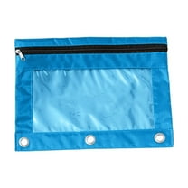 pencil pouch for 3 ring binder, clear pencil pouch with zipper, 3 Ring Binder Pencil Pouch, Clear Window Pencil Case, Sky Blue, Pack of 1