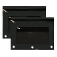 thumbnail image 1 of under 20 Pencil Pouch 3 Ring, Zipper Pencil Pouches Case Binder Cosmetic Bag Black 2 Pack, 1 of 6