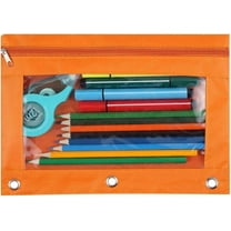 under 20 Pencil Pouch for 3 Ring Binder, Binder Pouches with Zipper, Pen Holder Case with Clear Window Office Organizers, 1-Pack, Orange