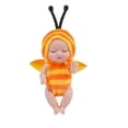 thumbnail image 1 of toddler Baby Doll, Plush Baby Doll, Green Felt Fabric, toddler , Green decorations, 5 in, Bee Themed Outfit, Stuffed Collectible, Holiday Display, Small Size, 1 Pc, 1 of 6