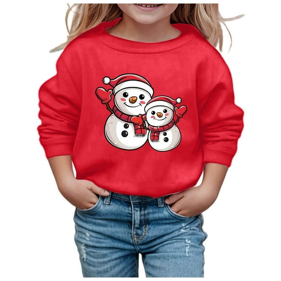 toddler sweatshirt boy girl Christmas cute snowman Print Pullovers Long Sleeve Loose sweatshirts Crewneck comfort Hoodie Fall Winter Christmas blouse