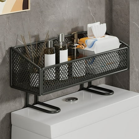 toilet Storage Rack, Above toilet Shelf, No-Drill Bathroom Organizer with Open-Mesh Design, Sturdy Iron Construction, Space-Saving Over The Tank Storage Unit