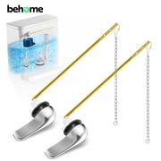 Behome 2 Pack Front Mount Toilet Handle Replacement Kit, Universal Toilet Flush Handle with Stainless Steel Flapper Chains, Toilet Flush Tank Lever, Brushed Nickel