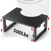 Behome Foldable Toilet Stool, 7 in, 8 in or 9 in Adjustable Height Potty Stool for Adults, Non-Slip Poop Step Stool for Bathroom, Improve Squatting Posture and Comfort, Black