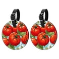 thumbnail image 1 of tomato 2pcs PU Leather Round Bag Tags Suitcase Handbag Tags with Privacy Cover and Name ID Tag for Travel Luggage, Handbags, Backpacks, School Bags, 1 of 6