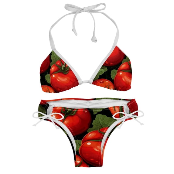 tomato Detachable Sponge Adjustable Strap Bikini Set - Two-Pack Swim Wear One-Piece Swimsuits