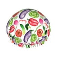 thumbnail image 1 of tomato Eggplant vegetable Shower Cap, Reusable Bath Hair Hat for all Hair Lengths Hair Cover with Elastic Band Double Waterproof Layers Bathing Hat, 1 of 5