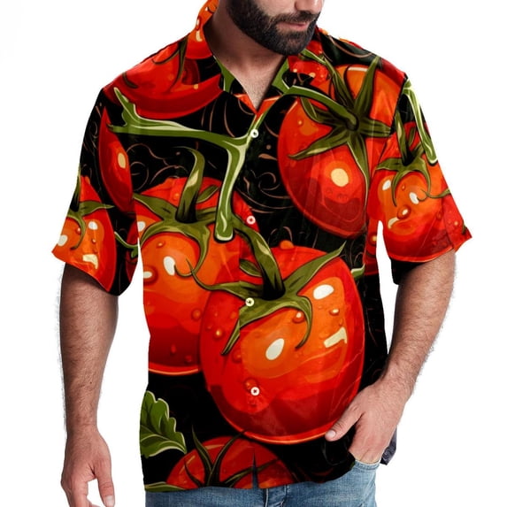 tomato Men's Casual Poplin Button Down Short Sleeve Shirts for Summer Beach - Unisex