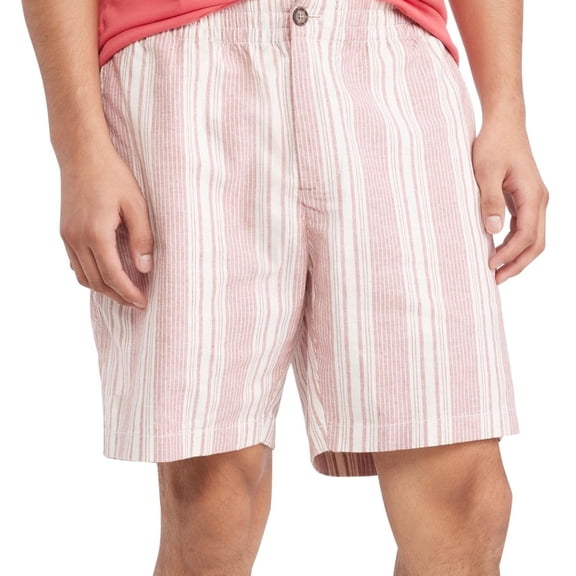 Tommy Hilfiger Mens Bold Stripe 7" Casual Chino Shorts, Red, XX-Large