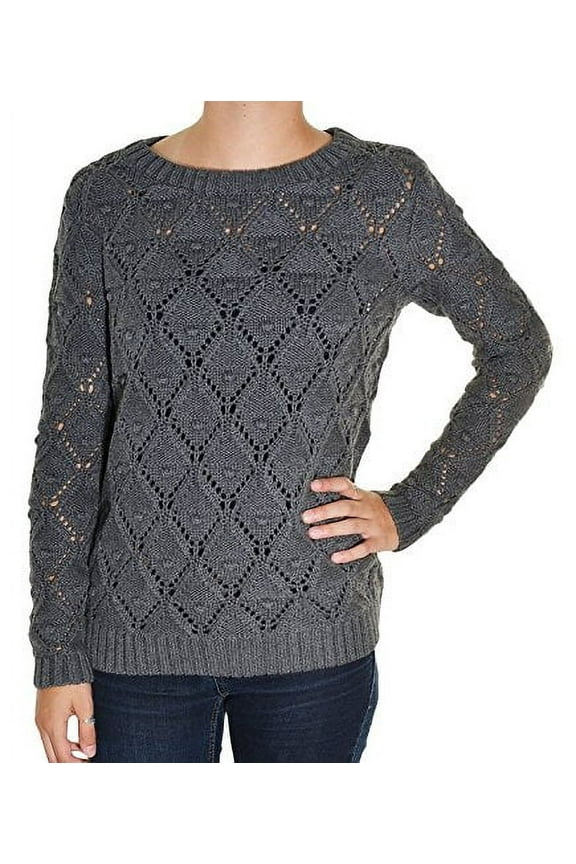 womens long sleeve knit sweater - medium grey