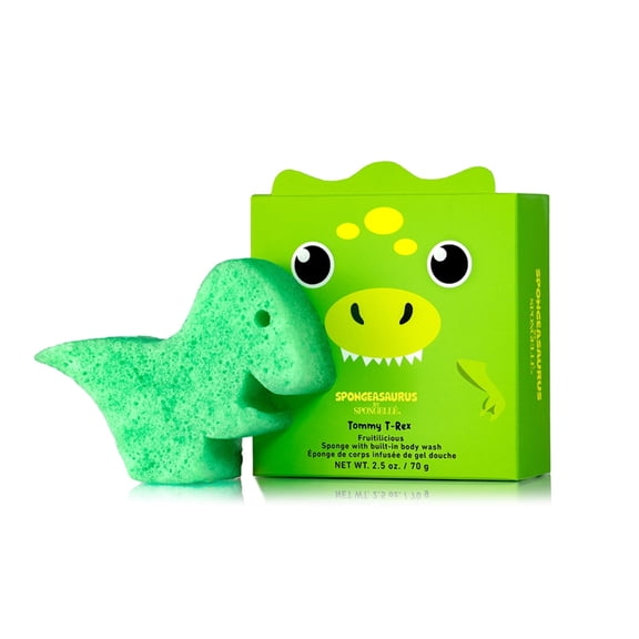 SPONGELLÉ Spongesaurus, Kids Cleansing Sponge with Built-In Body Wash, Tommy TRex