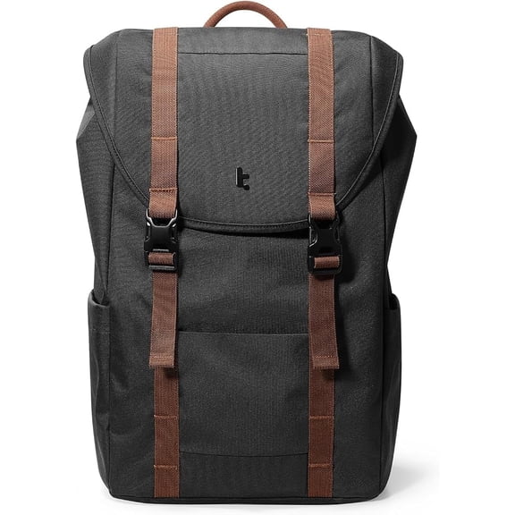 tomtoc Flap Laptop Backpack, Lightweight, Water-Resistant Casual Daypack, Durable Work-pack, Vintage Classic Rucksack for 13-15.6 Inch Laptop, perfect for Campus, Street, 22L